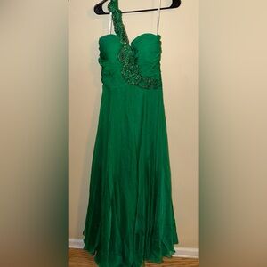 Sherri Hill One Shoulder Green Dress